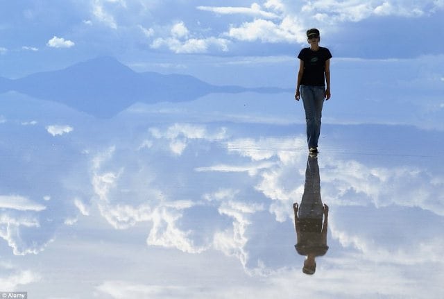 Reflective salt flats in Bolivia