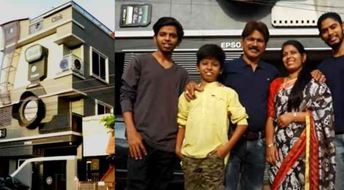 A man builds a camera-shaped house